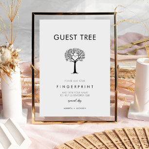 Poster Signe minimaliste de l'arbre de l'invité Mariage d