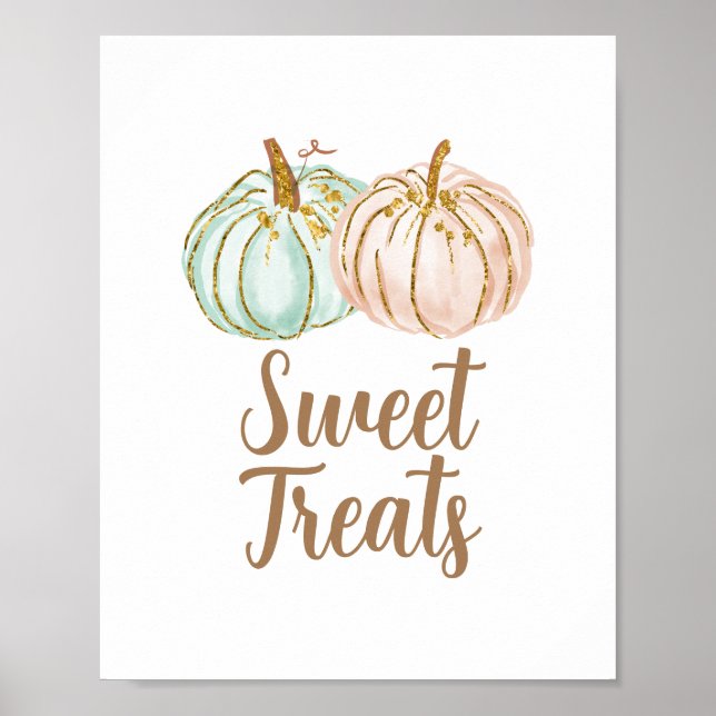 Poster Signe Mint et Peach Citrouille Gold Sweet Traiteme (Devant)