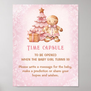 Poster Signe Noël Baby shower rose temps de jeu
