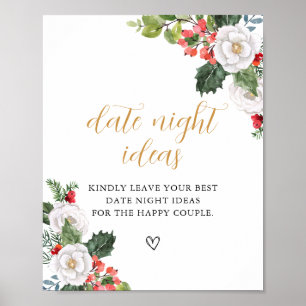 Poster Signe Noël Date d'hiver Fête des mariées de nuit