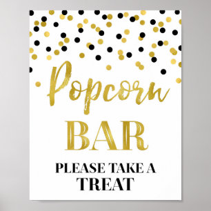 Poster Signe noir de barre de maïs éclaté de confettis