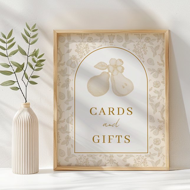 Poster Signe Or Perfect Pear Fête des mariées Cartes et C (Cards and Gifts Sign)