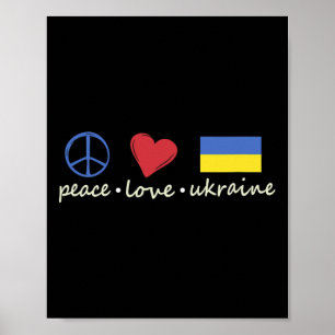 Poster Signe Paix Amour Couleurs Ukraine Rétro Vintage