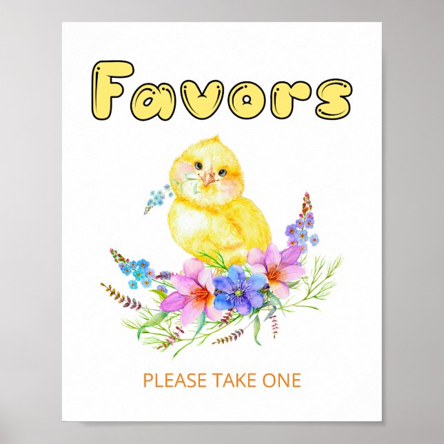 Poster Signe Petit Baby shower Chick Faveurs (Devant)
