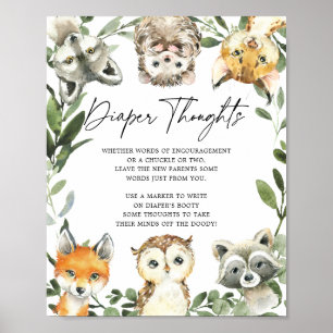 Poster Signe Petit Baby shower de bois Pensées de couche