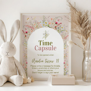 Poster Signe Petit Fleur sauvage Jardin Fête Heure Capsul