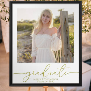 Poster Signe photo personnalisé de graduation en or