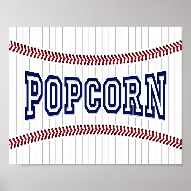 Poster Signe POPCORN du match de baseball (Devant)