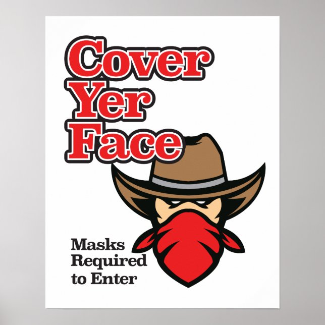 Poster Signe requis pour le masque facial | Petites entre (Devant)