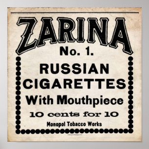 Poster Signe russe de cigarette de Zarina