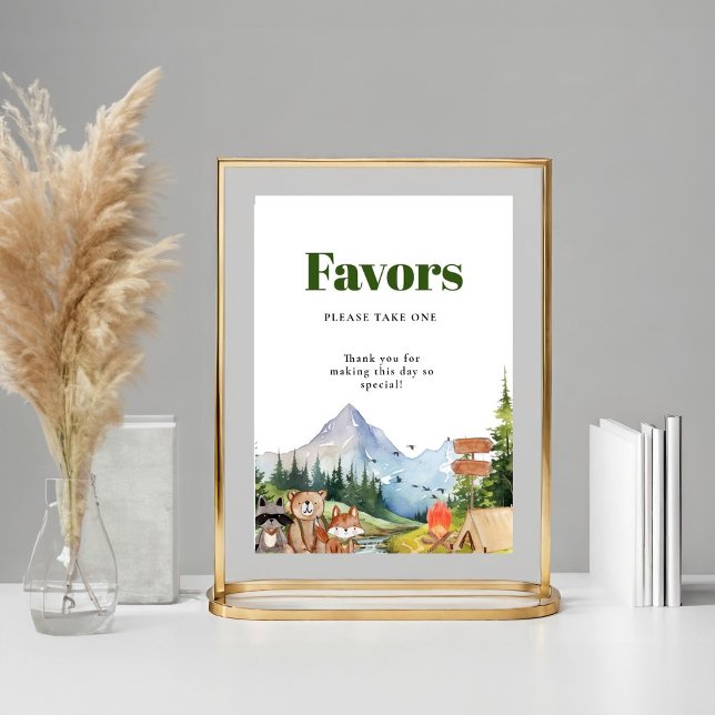 Poster Signe Rustique Baby shower animal bois Faveurs (Créateur téléchargé)