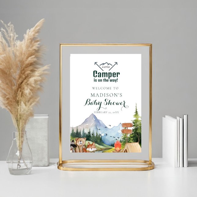 Poster Signe Rustique Baby shower animal bois Faveurs (Créateur téléchargé)