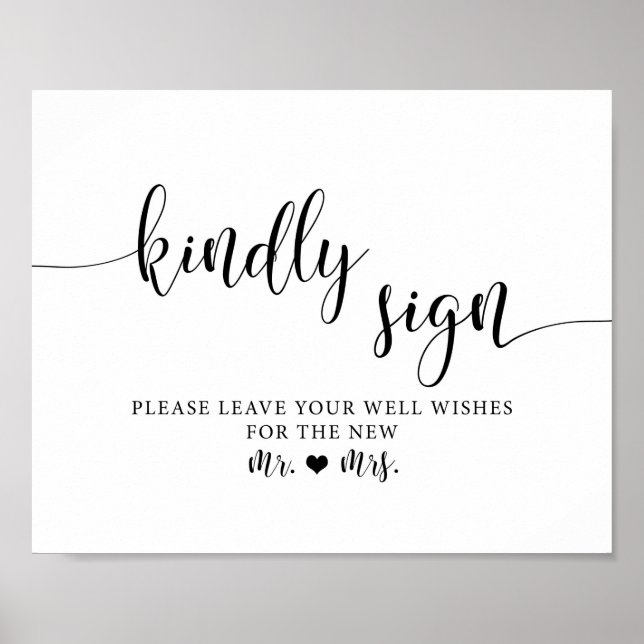Poster SIGNE Rustique Mariage Kindly Signaler les voeux (Devant)