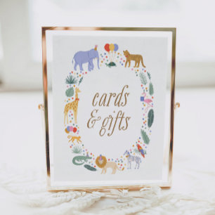 Poster Signe Safari Animaux Fête d'anniversaire Cartes et