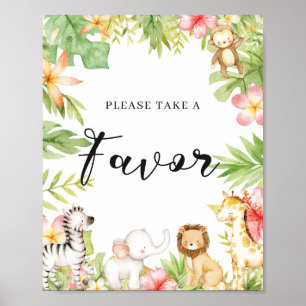 Poster Signe Safari Jungle Animaux Baby shower Faveurs