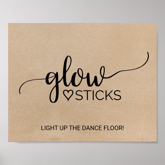 Poster Signe simple Faux Kraft Calligraphie Glow Sticks (Devant)