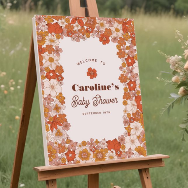 Poster SIGNE super Baby shower rose orange rétro (Créateur téléchargé)