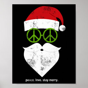 Poster SIGNE Super de Paix Hippie Père Noël Noël drôle