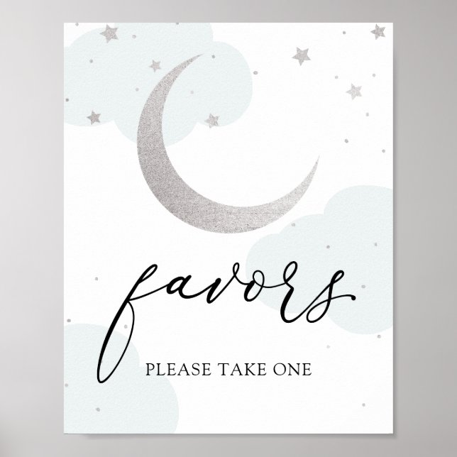 Poster Signe sur le bleu de la lune et les faveurs d'arge (Devant)