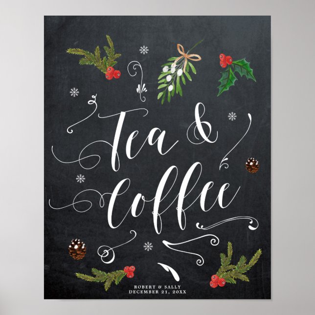 Poster signe thé et café hiver noël mariage (Devant)