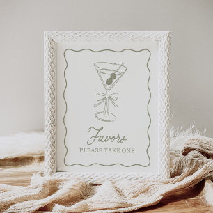 Poster Signe Tini One Martini Baby shower Faveurs