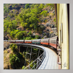 Poster Signé Train à vapeur à Cairns, Australie
