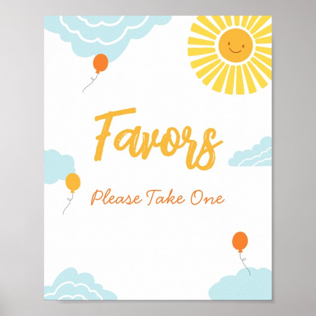 Poster Signe Un Petit Rayon Baby shower Sunshine Faveurs (Devant)