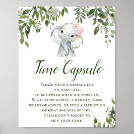 Poster Signe vert éléphant temps Capsule pour la petite f