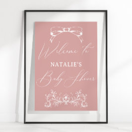 Poster SIGNE vintage À Baby shower rose Floral