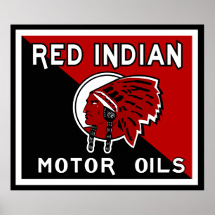 Poster Signe vintage indien rouge vers. plat d'huile de