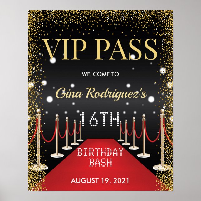Poster SIGNE VIP Pass Hollywood Red Carpet Anniversaire (Devant)
