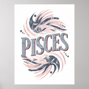 Poster SIGNE Zodiaque vintage Pisces