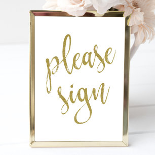 Poster Signer Gold Parties scintillant Mariage 8x10 Signe