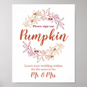 Poster Signer Notre Mariage Citrouille Fiançailles Guides