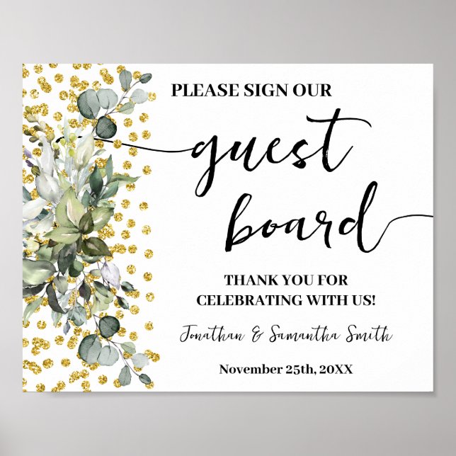Poster Signer notre Mariage de pension Eucalyptus Gold (Devant)