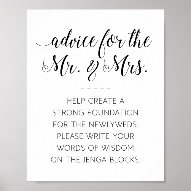 Poster Signer Un Livre D'Invité Mariage Jenga Piece (Devant)