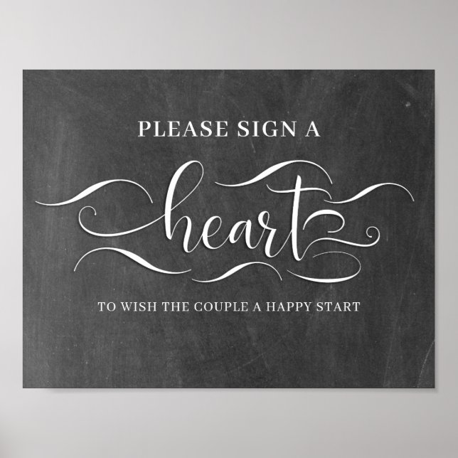 Poster Signer Un Mariage Coeur Signer (Devant)