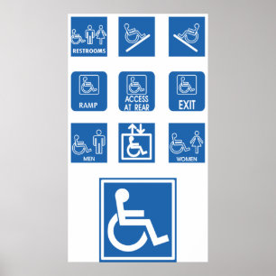 Poster Signes d'accessibilité pour fauteuil roulant