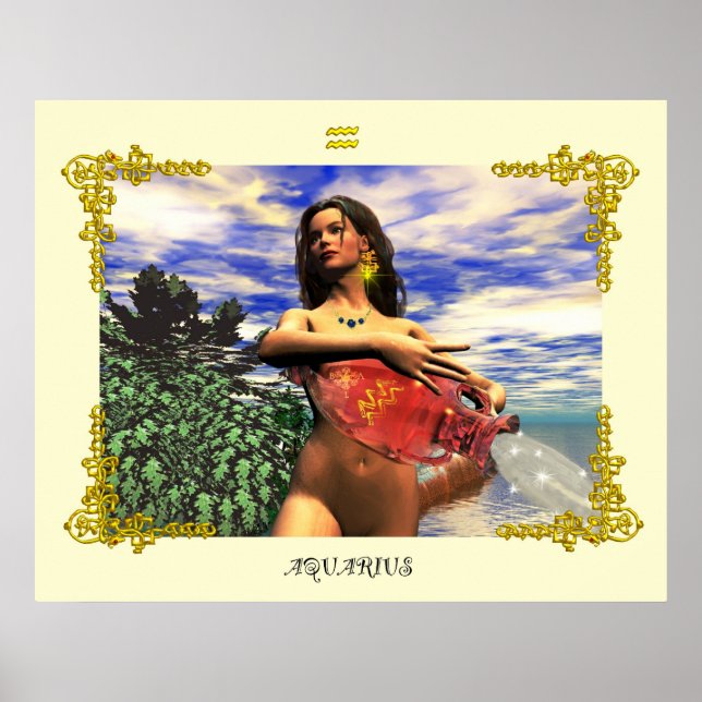 POSTER SIGNES D'ANNIVERSAIRE ZODIAC / AQUARIUS (Devant)