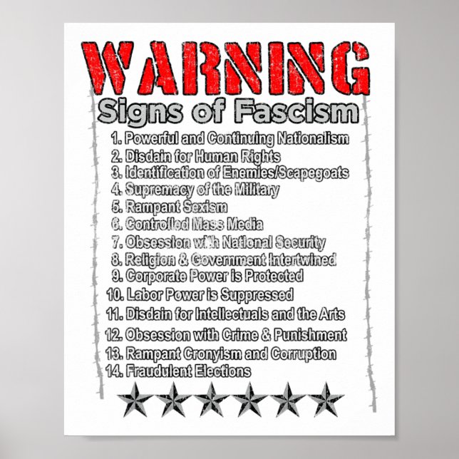 Poster Signes D'Avertissement Du Fascisme Anti-Trump Rési (Devant)