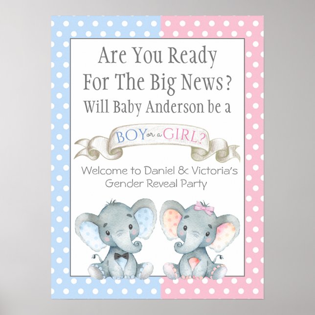 Poster Signes de Baby shower de révélation de genre (Devant)