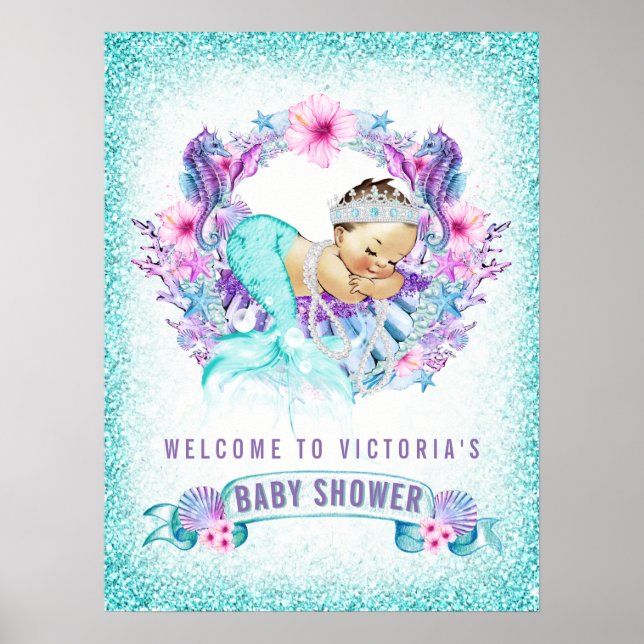 Poster Signes de Baby shower de sirène (Devant)