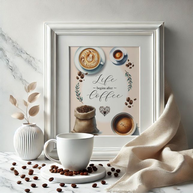 Poster Signes de barre de café (Coffee bar sign for kitchen by Victoria Grigaliunas at Do Tell A Belle)