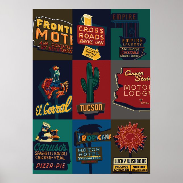 Poster Signes de néon Tucson de 28 po x 20 po (Devant)
