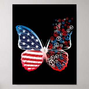 Poster Signes de paix patriotique papillon 4 juillet nous