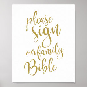 Poster Signez notre Bible de famille 8x10 Panneau de mari