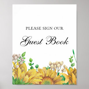 Poster Signez notre livre d'or. Fleurs rustiques. Tournes
