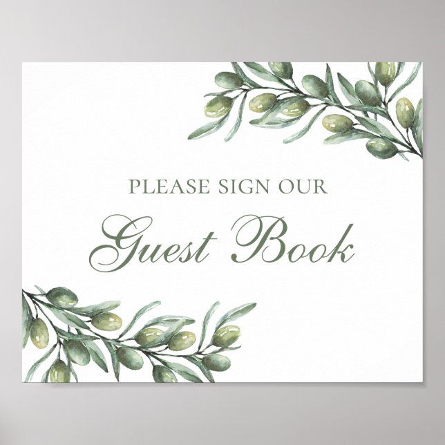 Poster Signez notre livre d'or. Olives. Mariage italien (Devant)