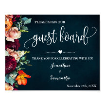 Signez notre panneau d'invités mariage vin marine