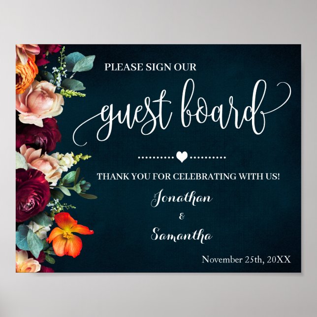 Poster Signez notre panneau d'invités Mariage Vin Signe d (Devant)